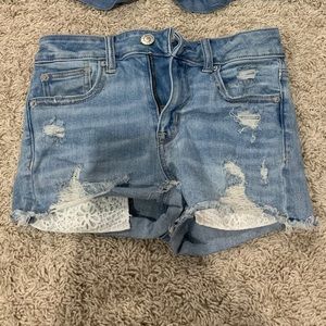 American eagle shorts with lace flower pockets